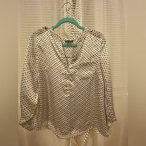 White with black hearts Blouse - Gold Buttons - Size M - Used in good condition
